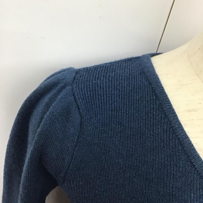 アンドクチュール And Couture ワンピース ロングスカート 09-2025100663 Vネック スカート切替 長袖 38 無地 青 / ブルー / X チャコールグレー / チャコールグレー /  レディース USED 古着 中古 10126073