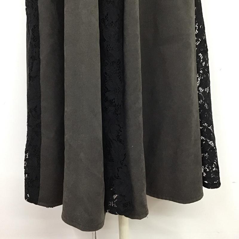 アンドクチュール And Couture ワンピース ロングスカート 09-2025100663 Vネック スカート切替 長袖 38 無地 青 / ブルー / X チャコールグレー / チャコールグレー /  レディース USED 古着 中古 10126073