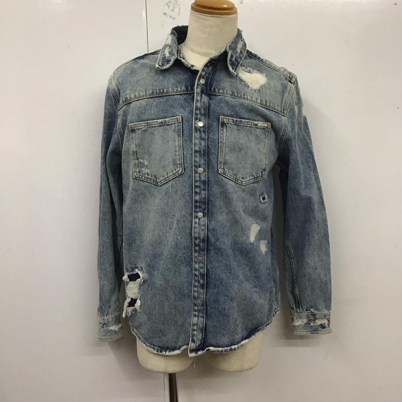 ザラ ZARA ジャケット、上着 ジャケット、ブレザー デニムジャケット Gジャン アウター カジュアルジャケット L ダメージ加工 インディゴ / インディゴ /  メンズ USED 古着 中古 10126094