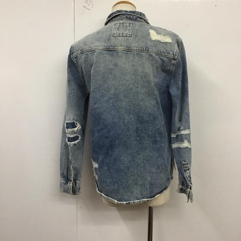 ザラ ZARA ジャケット、上着 ジャケット、ブレザー デニムジャケット Gジャン アウター カジュアルジャケット L ダメージ加工 インディゴ / インディゴ /  メンズ USED 古着 中古 10126094