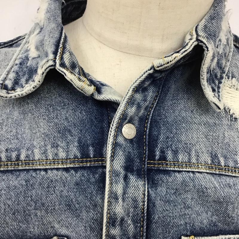 ザラ ZARA ジャケット、上着 ジャケット、ブレザー デニムジャケット Gジャン アウター カジュアルジャケット L ダメージ加工 インディゴ / インディゴ /  メンズ USED 古着 中古 10126094