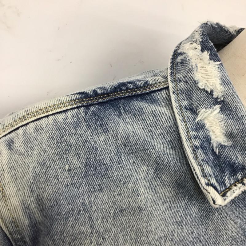ザラ ZARA ジャケット、上着 ジャケット、ブレザー デニムジャケット Gジャン アウター カジュアルジャケット L ダメージ加工 インディゴ / インディゴ /  メンズ USED 古着 中古 10126094