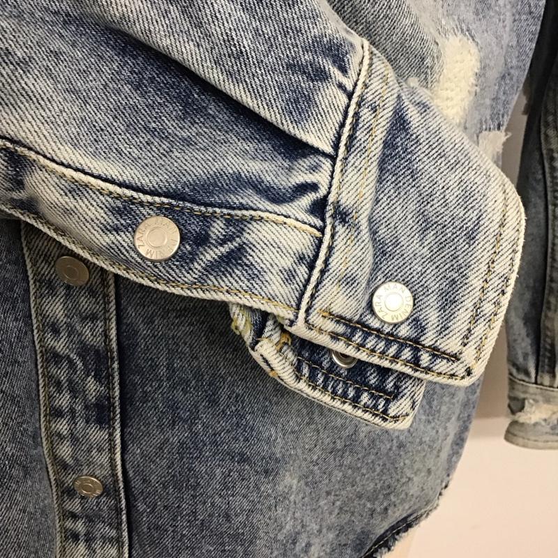 ザラ ZARA ジャケット、上着 ジャケット、ブレザー デニムジャケット Gジャン アウター カジュアルジャケット L ダメージ加工 インディゴ / インディゴ /  メンズ USED 古着 中古 10126094