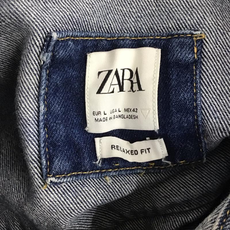 ザラ ZARA ジャケット、上着 ジャケット、ブレザー デニムジャケット Gジャン アウター カジュアルジャケット L ダメージ加工 インディゴ / インディゴ /  メンズ USED 古着 中古 10126094