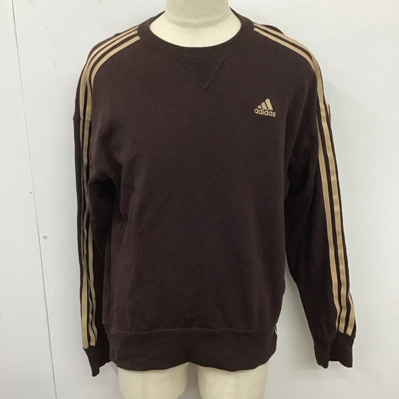 アディダス adidas トレーナー 長袖 jh1053 スウェット トレーナー エッセンシャルズプラス 裏毛クルースウェット M ロゴ、文字 茶 / ブラウン /  メンズ USED 古着 中古 10126095