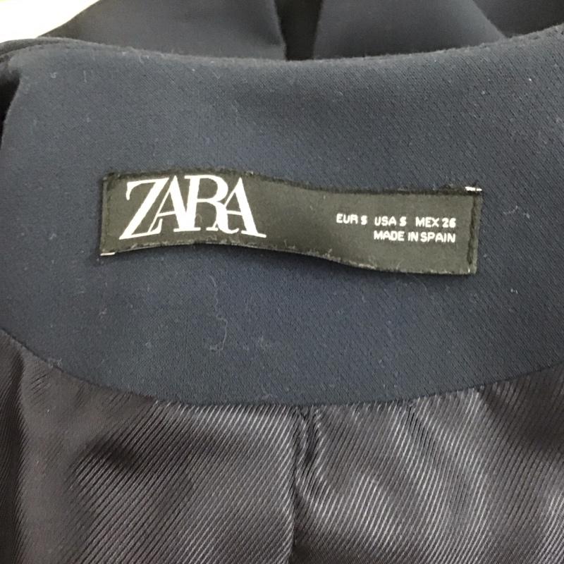 ザラ ZARA ジャケット、上着 ジャケット、ブレザー 長袖ジャケット アウター 前開き ノーカラージャケット S 無地 紺 / ネイビー /  レディース USED 古着 中古 10126109