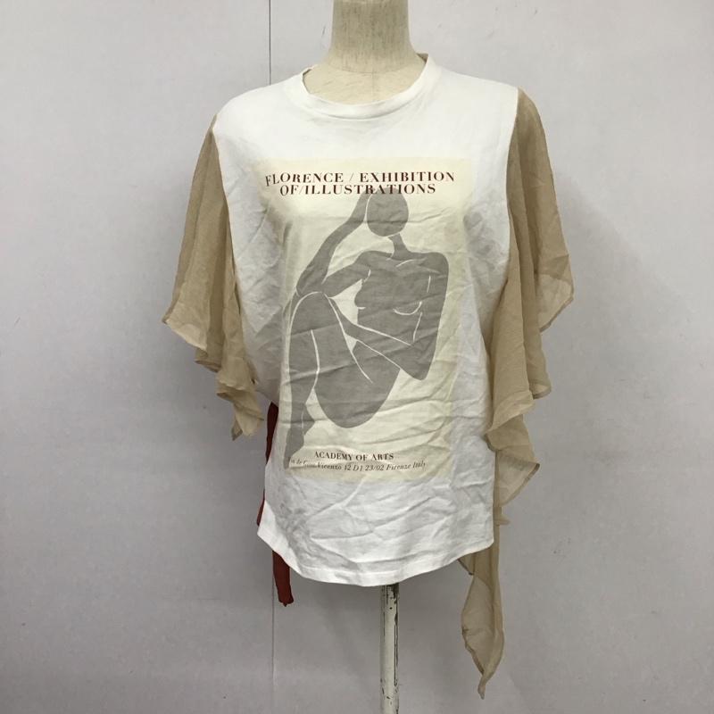 ザラ ZARA Tシャツ 半袖 半袖カットソー プリントTシャツ クルーネックカットソー L プリント 白 / ホワイト /  レディース USED 古着 中古 10126132