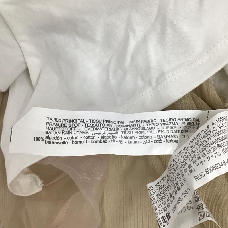 ザラ ZARA Tシャツ 半袖 半袖カットソー プリントTシャツ クルーネックカットソー L プリント 白 / ホワイト /  レディース USED 古着 中古 10126132