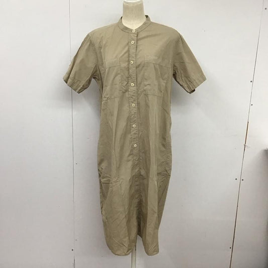エムエイチエル MHL. ワンピース ロングスカート 半袖シャツワンピース ロングワンピース ノーカラー 1 無地 ベージュ / ベージュ /  レディース USED 古着 中古 10126147