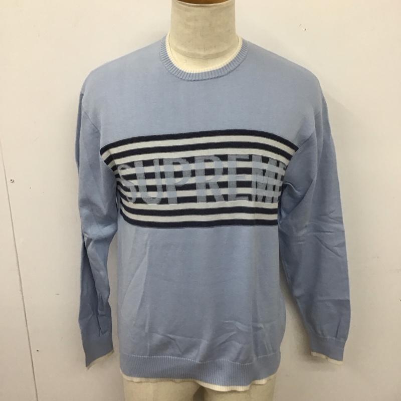 シュプリーム Supreme ニット、セーター 長袖 20SS ChestStripeSweater 長袖カットソー ニット S ロゴ、文字 水色 / ライトブルー /  メンズ USED 古着 中古 10126240