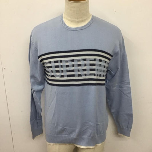 シュプリーム Supreme ニット、セーター 長袖 20SS ChestStripeSweater 長袖カットソー ニット S ロゴ、文字 水色 / ライトブルー /  メンズ USED 古着 中古 10126240