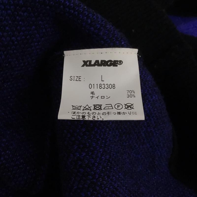 エクストララージ XLARGE ニット、セーター 長袖 長袖ニットカットソー スタンドネック セーター L ロゴ、文字 黒 / ブラック /  メンズ USED 古着 中古 10126252