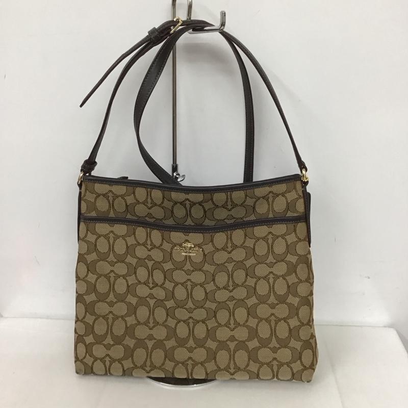 コーチ COACH ショルダーバッグ ショルダーバッグ F58285 シグネチャー ロゴ、文字 茶 / ブラウン / X ベージュ / ベージュ /  レディース USED 古着 中古 10126345
