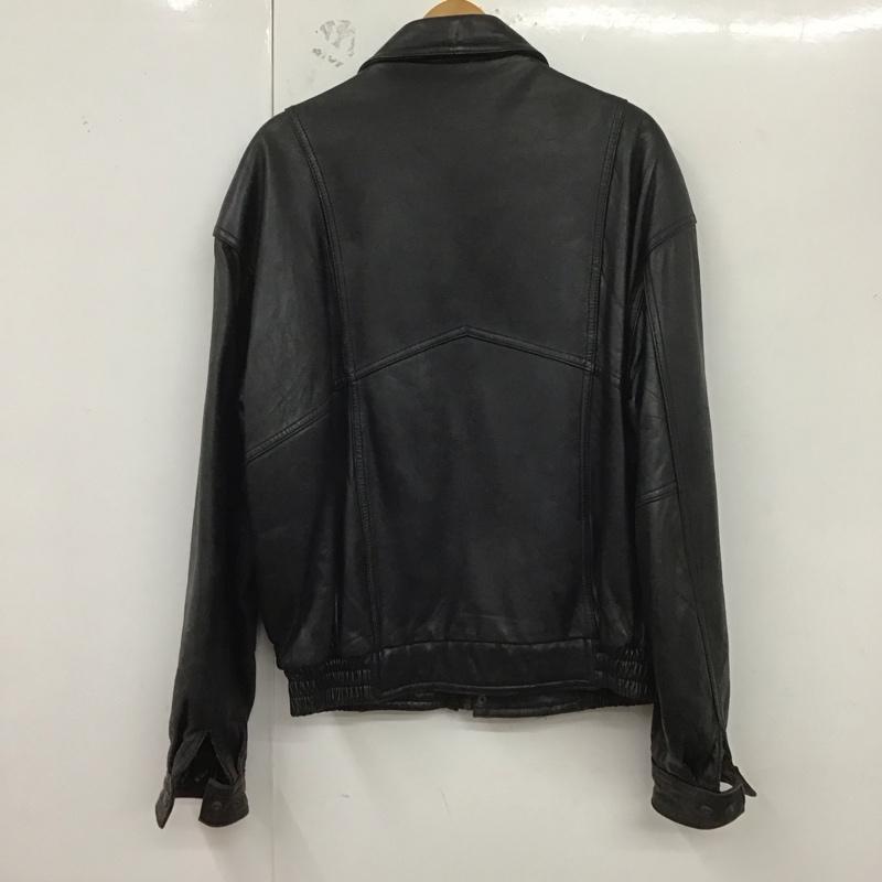 古着 USED ジャケット、上着 ジャケット、ブレザー レザージャケット ジップアップジャケット アウター LL 無地 黒 / ブラック /  メンズ USED 古着 中古 10126387