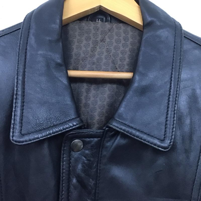 古着 USED ジャケット、上着 ジャケット、ブレザー レザージャケット ジップアップジャケット アウター LL 無地 黒 / ブラック /  メンズ USED 古着 中古 10126387