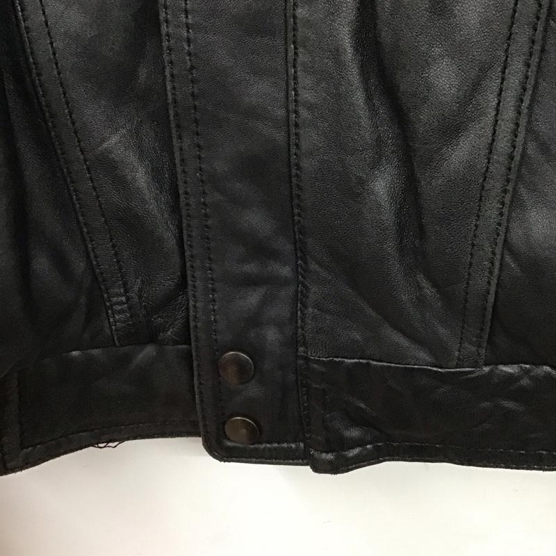 古着 USED ジャケット、上着 ジャケット、ブレザー レザージャケット ジップアップジャケット アウター LL 無地 黒 / ブラック /  メンズ USED 古着 中古 10126387