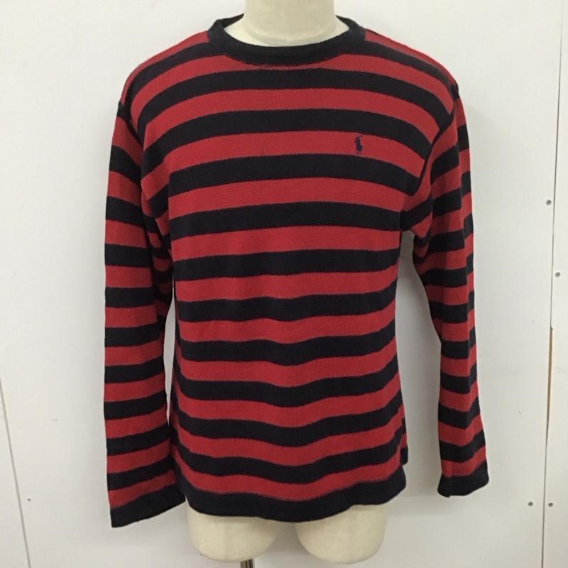 ポロバイラルフローレン Polo by RALPH LAUREN ニット、セーター 長袖 長袖ニットカットソー クルーネック セーター M ボーダー柄 赤 / レッド / X 紺 / ネイビー /  メンズ USED 古着 中古 10126398