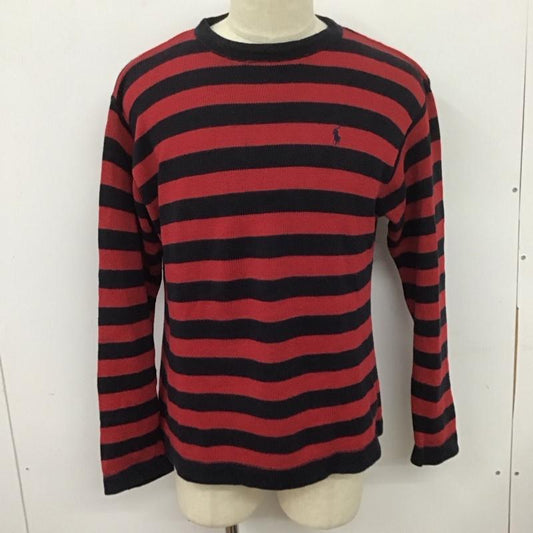 ポロバイラルフローレン Polo by RALPH LAUREN ニット、セーター 長袖 長袖ニットカットソー クルーネック セーター M ボーダー柄 赤 / レッド / X 紺 / ネイビー /  メンズ USED 古着 中古 10126398