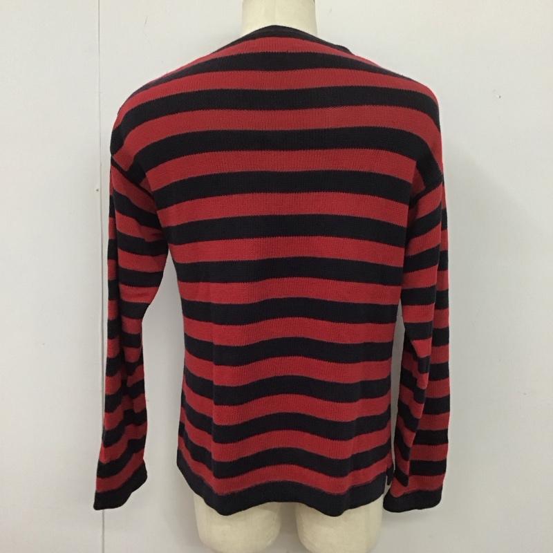 ポロバイラルフローレン Polo by RALPH LAUREN ニット、セーター 長袖 長袖ニットカットソー クルーネック セーター M ボーダー柄 赤 / レッド / X 紺 / ネイビー /  メンズ USED 古着 中古 10126398