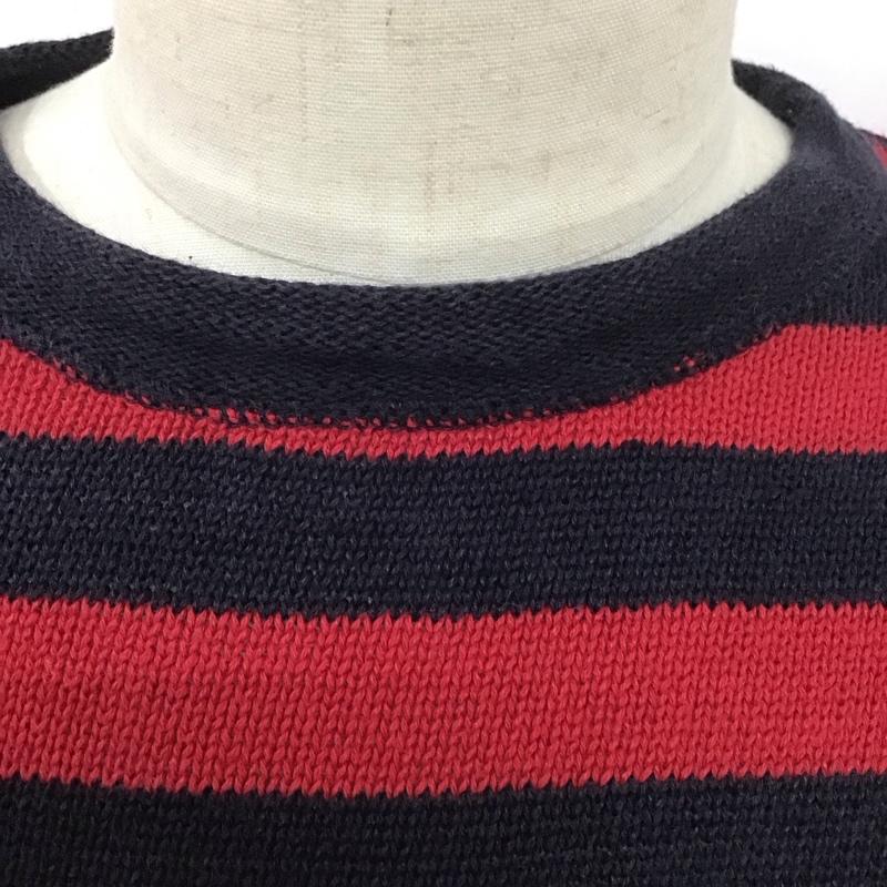 ポロバイラルフローレン Polo by RALPH LAUREN ニット、セーター 長袖 長袖ニットカットソー クルーネック セーター M ボーダー柄 赤 / レッド / X 紺 / ネイビー /  メンズ USED 古着 中古 10126398
