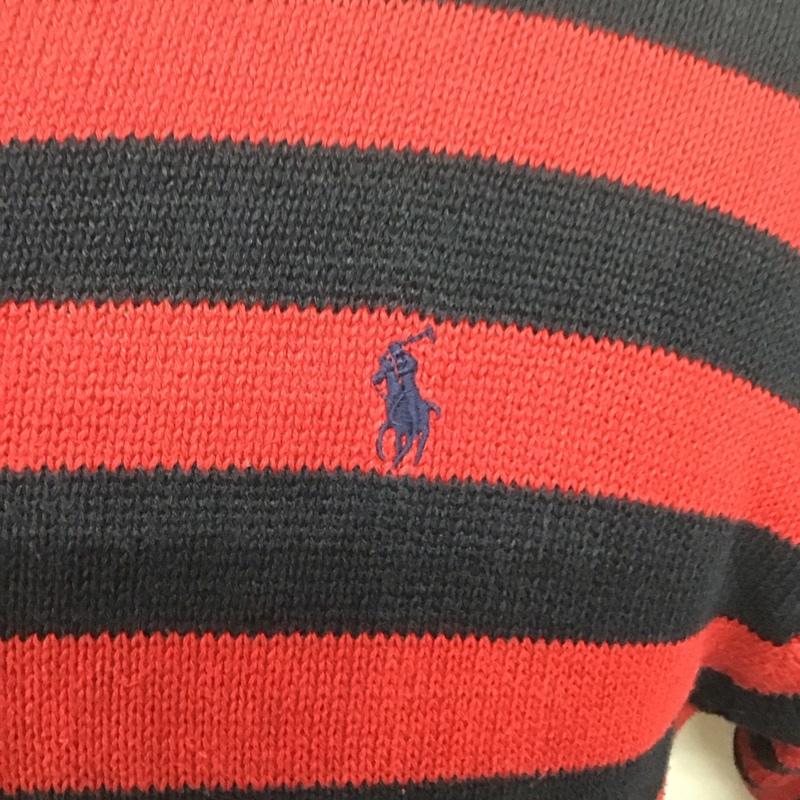 ポロバイラルフローレン Polo by RALPH LAUREN ニット、セーター 長袖 長袖ニットカットソー クルーネック セーター M ボーダー柄 赤 / レッド / X 紺 / ネイビー /  メンズ USED 古着 中古 10126398