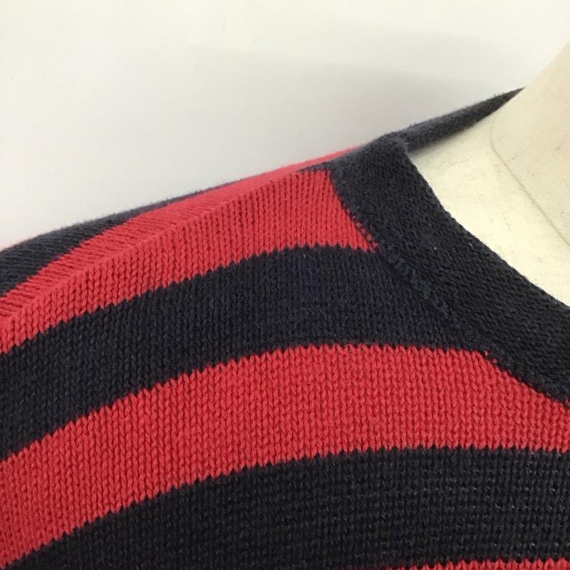 ポロバイラルフローレン Polo by RALPH LAUREN ニット、セーター 長袖 長袖ニットカットソー クルーネック セーター M ボーダー柄 赤 / レッド / X 紺 / ネイビー /  メンズ USED 古着 中古 10126398
