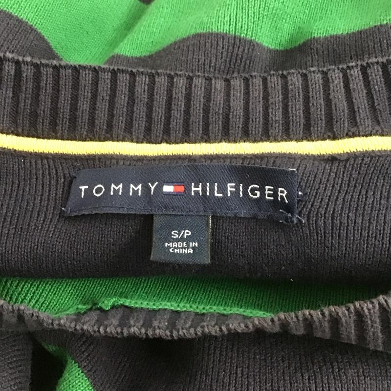 トミーヒルフィガー TOMMY HILFIGER ニット、セーター 長袖 長袖ニットカットソー クルーネック セーター S ボーダー柄 緑 / グリーン / X 紺 / ネイビー /  メンズ USED 古着 中古 10126399