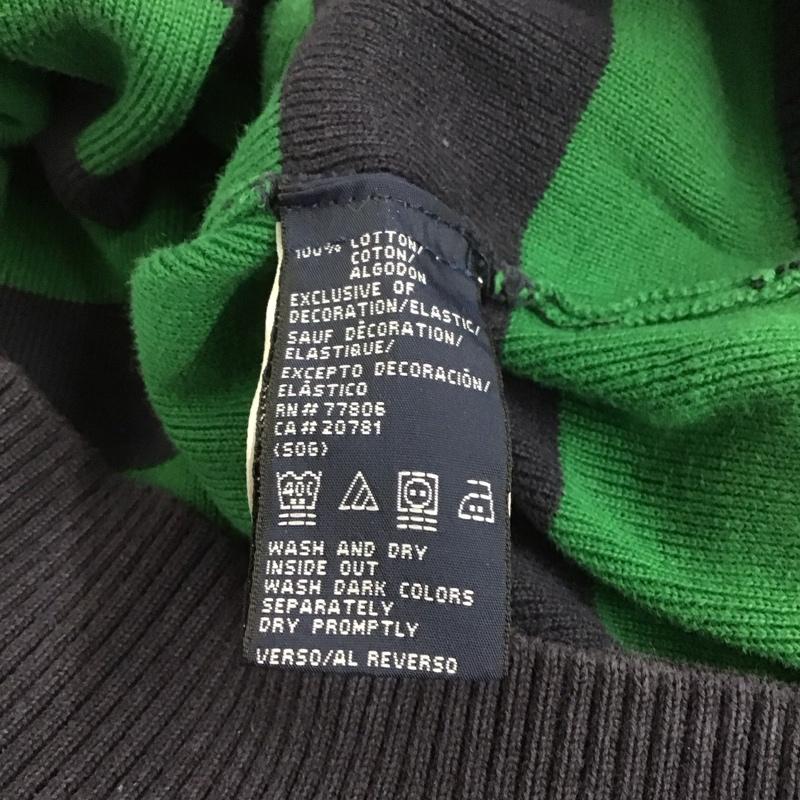 トミーヒルフィガー TOMMY HILFIGER ニット、セーター 長袖 長袖ニットカットソー クルーネック セーター S ボーダー柄 緑 / グリーン / X 紺 / ネイビー /  メンズ USED 古着 中古 10126399