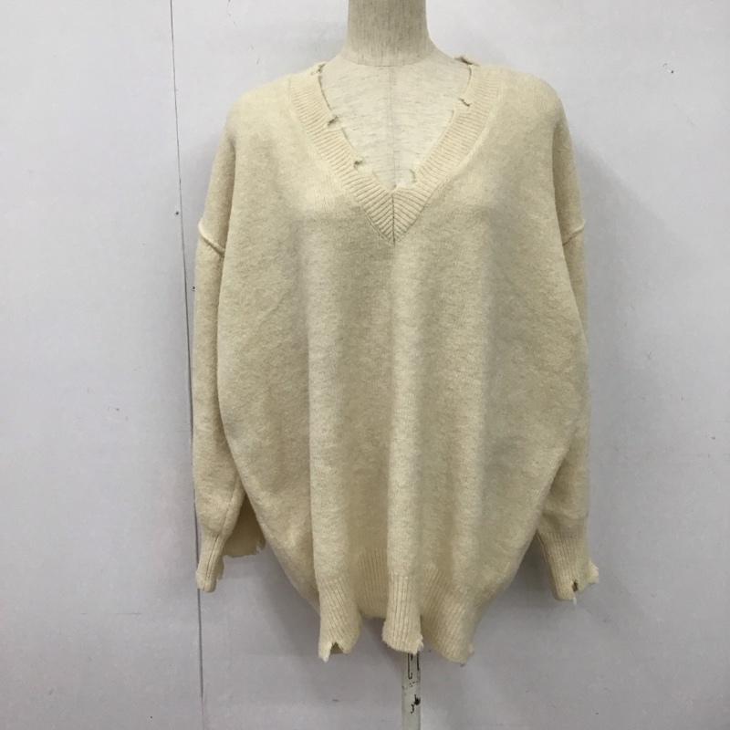 ダブルクローゼット w closet ニット、セーター 長袖 長袖ニットカットソー Vネック セーター 無地 白 / ホワイト /  レディース USED 古着 中古 10126409