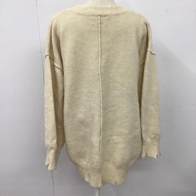 ダブルクローゼット w closet ニット、セーター 長袖 長袖ニットカットソー Vネック セーター 無地 白 / ホワイト /  レディース USED 古着 中古 10126409