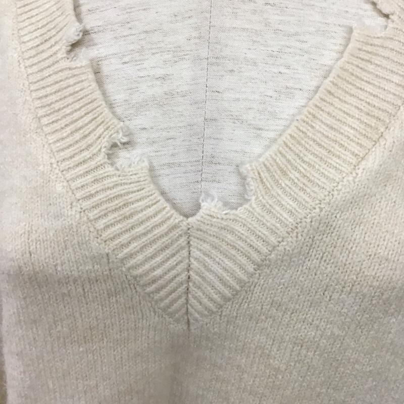 ダブルクローゼット w closet ニット、セーター 長袖 長袖ニットカットソー Vネック セーター 無地 白 / ホワイト /  レディース USED 古着 中古 10126409