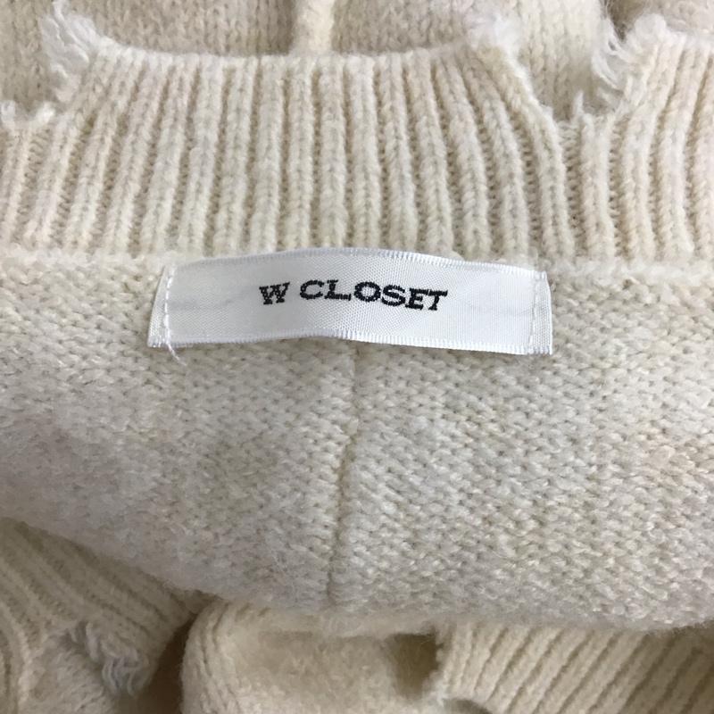 ダブルクローゼット w closet ニット、セーター 長袖 長袖ニットカットソー Vネック セーター 無地 白 / ホワイト /  レディース USED 古着 中古 10126409