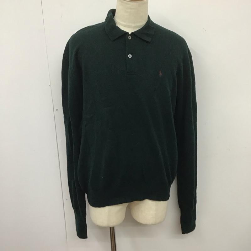 ポロバイラルフローレン Polo by RALPH LAUREN ニット、セーター 長袖 長袖ニットカットソー カラーネック セーター XL ロゴ、文字 緑 / グリーン /  メンズ USED 古着 中古 10126436