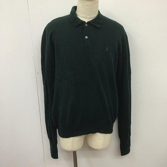 ポロバイラルフローレン Polo by RALPH LAUREN ニット、セーター 長袖 長袖ニットカットソー カラーネック セーター XL ロゴ、文字 緑 / グリーン /  メンズ USED 古着 中古 10126436