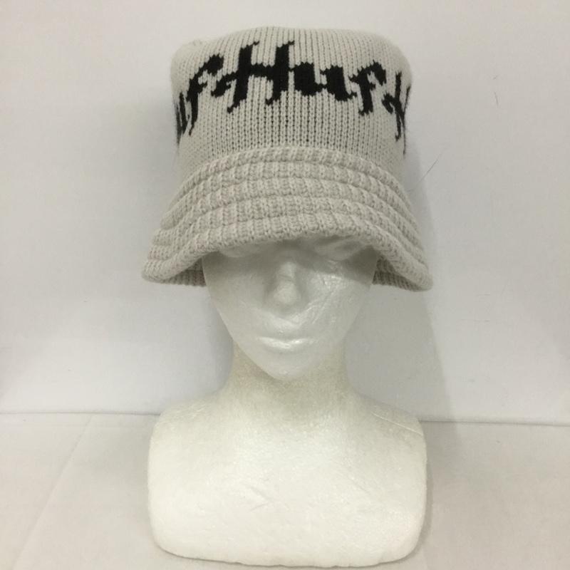 ハフ HUF 帽子 ハット HORUS KNIT BUCKET HAT ロゴ、文字 白 / ホワイト / X 黒 / ブラック /  メンズ USED 古着 中古 10126445
