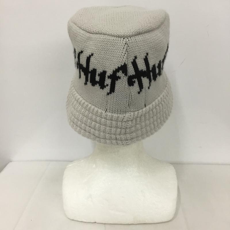 ハフ HUF 帽子 ハット HORUS KNIT BUCKET HAT ロゴ、文字 白 / ホワイト / X 黒 / ブラック /  メンズ USED 古着 中古 10126445