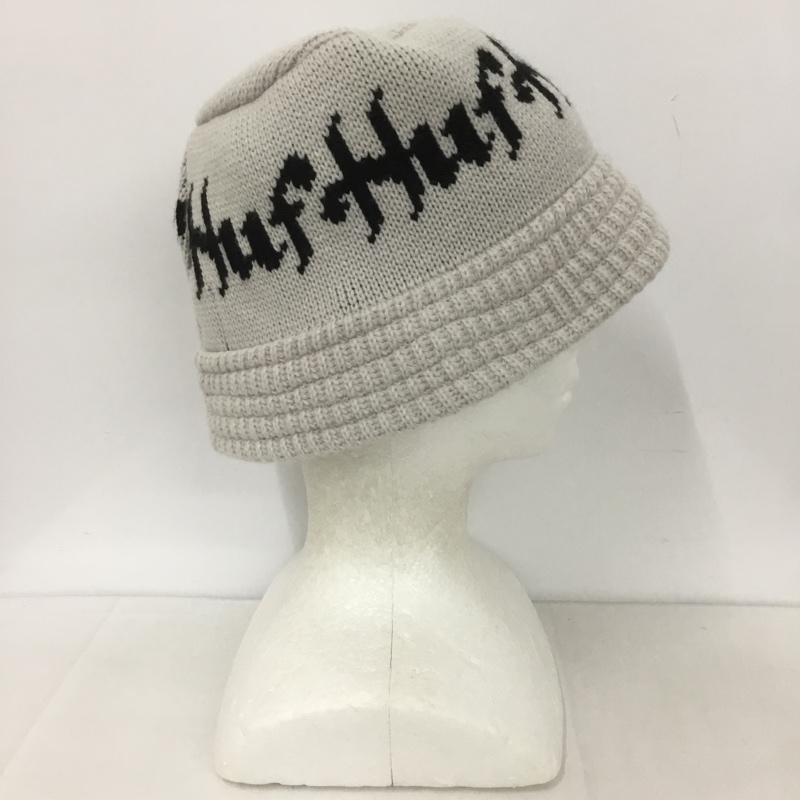 ハフ HUF 帽子 ハット HORUS KNIT BUCKET HAT ロゴ、文字 白 / ホワイト / X 黒 / ブラック /  メンズ USED 古着 中古 10126445