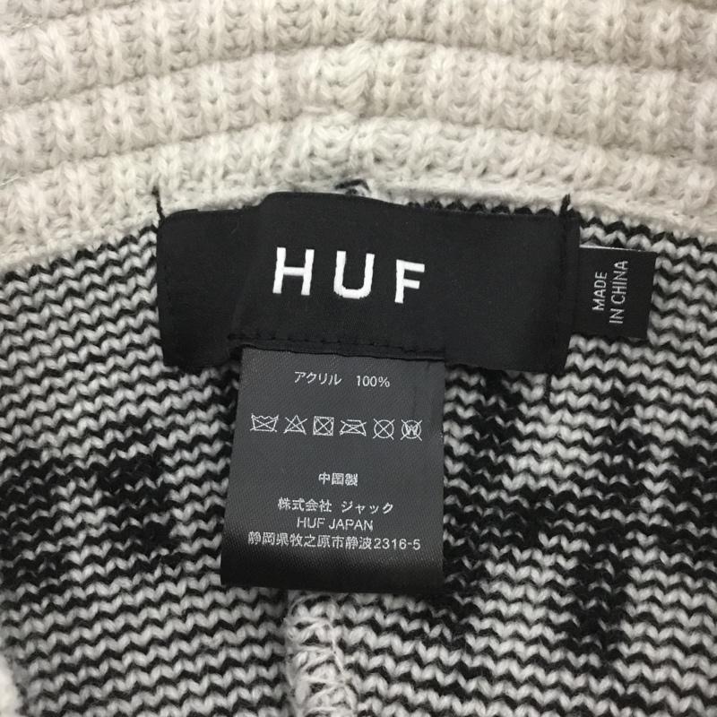 ハフ HUF 帽子 ハット HORUS KNIT BUCKET HAT ロゴ、文字 白 / ホワイト / X 黒 / ブラック /  メンズ USED 古着 中古 10126445