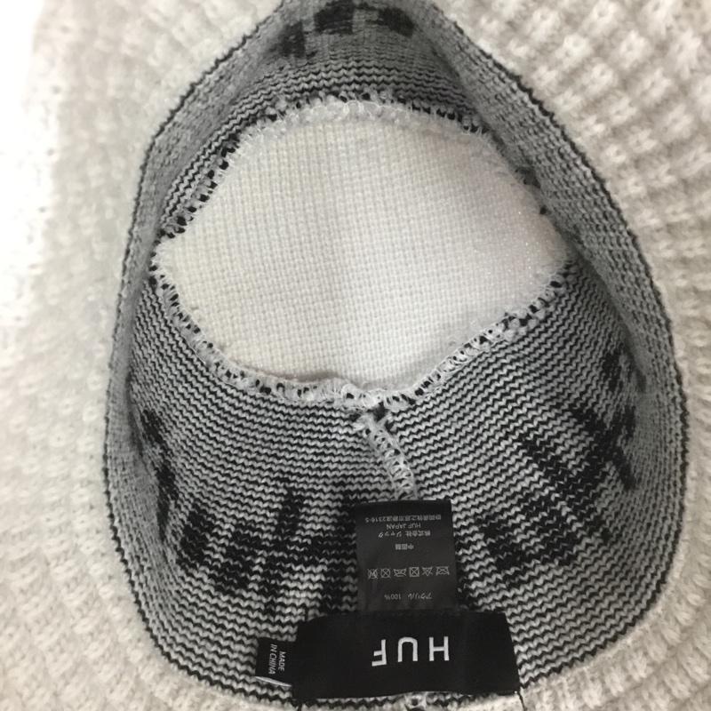 ハフ HUF 帽子 ハット HORUS KNIT BUCKET HAT ロゴ、文字 白 / ホワイト / X 黒 / ブラック /  メンズ USED 古着 中古 10126445