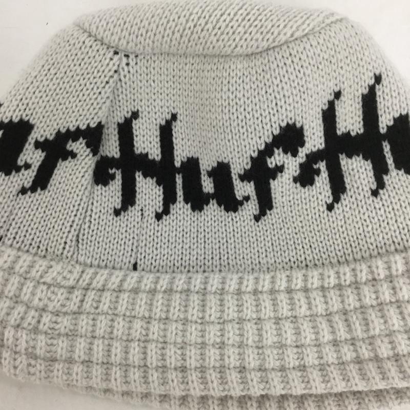 ハフ HUF 帽子 ハット HORUS KNIT BUCKET HAT ロゴ、文字 白 / ホワイト / X 黒 / ブラック /  メンズ USED 古着 中古 10126445
