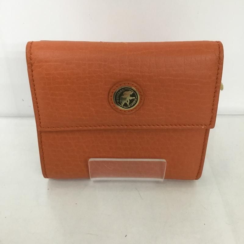 ハンティングワールド Hunting World 財布 二つ折り レザー ワンポイント 橙 / オレンジ /  メンズ USED 古着 中古 10126448