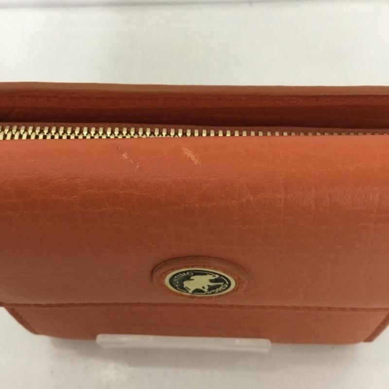 ハンティングワールド Hunting World 財布 二つ折り レザー ワンポイント 橙 / オレンジ /  メンズ USED 古着 中古 10126448