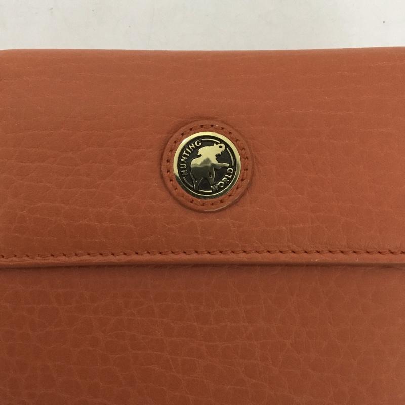 ハンティングワールド Hunting World 財布 二つ折り レザー ワンポイント 橙 / オレンジ /  メンズ USED 古着 中古 10126448