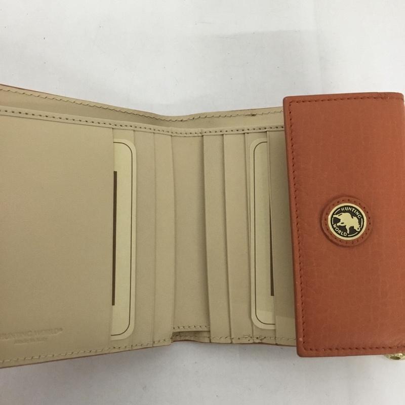 ハンティングワールド Hunting World 財布 二つ折り レザー ワンポイント 橙 / オレンジ /  メンズ USED 古着 中古 10126448