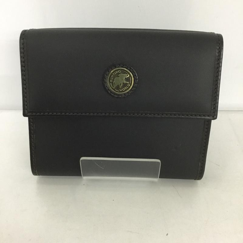 ハンティングワールド Hunting World 財布 二つ折り 三つ折り ワンポイント 黒 / ブラック /  メンズ USED 古着 中古 10126449