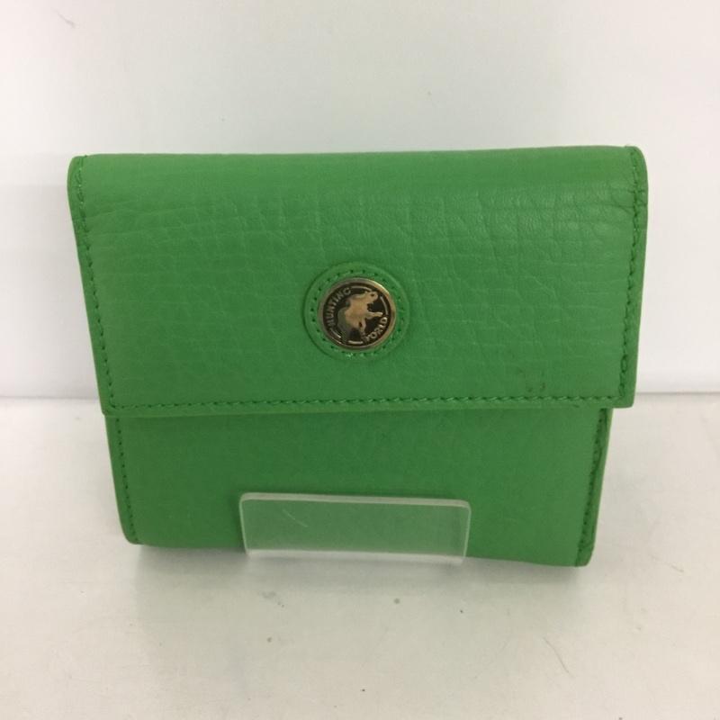 ハンティングワールド Hunting World 財布 二つ折り レザー 三つ折り ワンポイント 緑 / グリーン /  メンズ USED 古着 中古 10126450