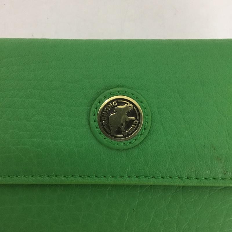 ハンティングワールド Hunting World 財布 二つ折り レザー 三つ折り ワンポイント 緑 / グリーン /  メンズ USED 古着 中古 10126450