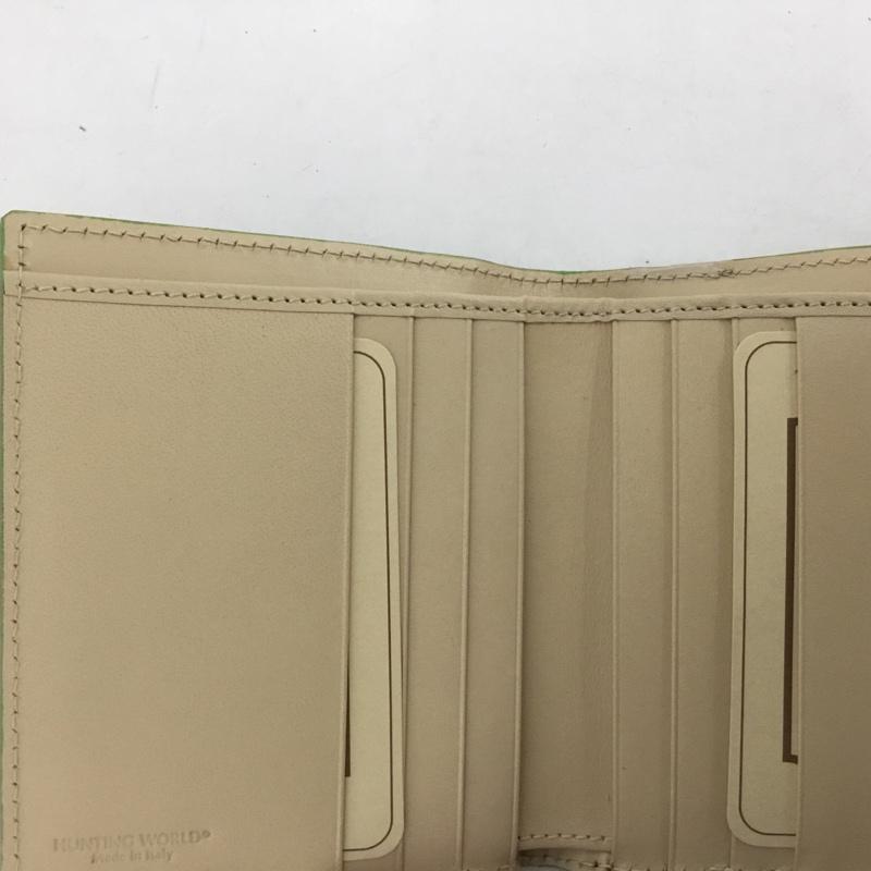 ハンティングワールド Hunting World 財布 二つ折り レザー 三つ折り ワンポイント 緑 / グリーン /  メンズ USED 古着 中古 10126450
