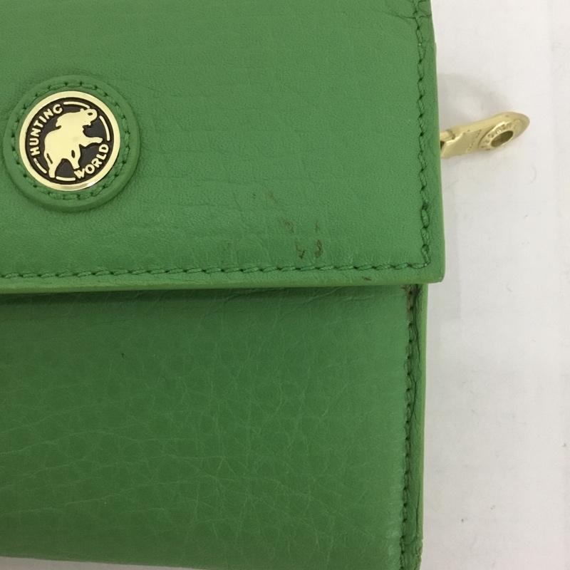 ハンティングワールド Hunting World 財布 二つ折り レザー 三つ折り ワンポイント 緑 / グリーン /  メンズ USED 古着 中古 10126450