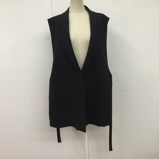 ザラ ZARA ベスト ベスト ジレ サイドスリット XL 無地 黒 / ブラック /  レディース USED 古着 中古 10126469